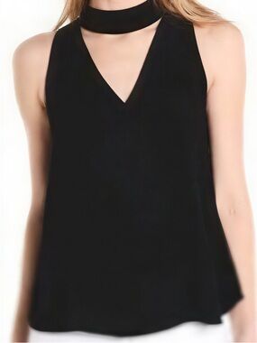 Zac & Rachel Black V-Neck Choker Halter Tank